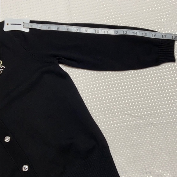 SweaterWorks Silk-Blend Black Cardigan Medium - Picture 2 of 8